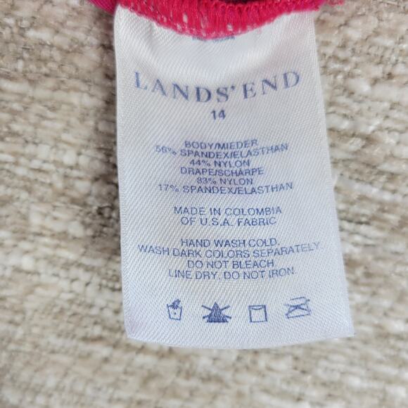 VTG Lands End One Piece Womens 14 Pink Halter Ruched Padded Beach Swimwear - Picture 2 of 14